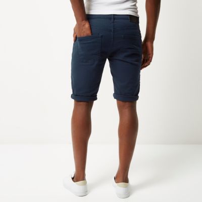 Blue skinny fit denim shorts